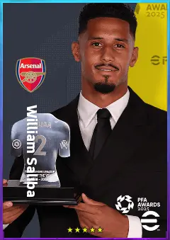 William Saliba eFootball 2026 player card, 85 OVR CB