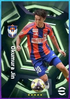 Okumura Jin eFootball 2026 player card, 74 OVR LMF