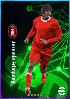 Jeremie Frimpong eFootball 2026 player card, 82 OVR RB