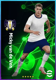 Micky van de Ven eFootball 2026 player card, 83 OVR CB