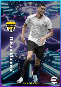 Dušan Vlahović eFootball 2026 player card, 83 OVR CF