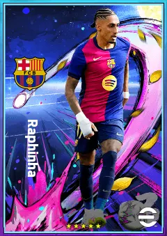 Raphinha eFootball 2026 player card, 82 OVR LWF