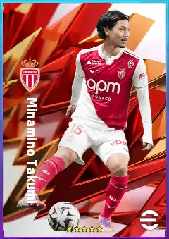 Minamino Takumi eFootball 2026 player card, 81 OVR AMF
