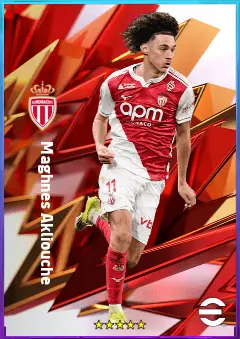 Maghnes Akliouche eFootball 2026 player card, 81 OVR RMF