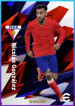 Nicolás González eFootball 2026 player card, 80 OVR LMF