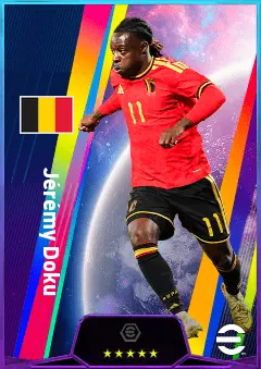 Jérémy Doku eFootball 2026 player card, 83 OVR LWF