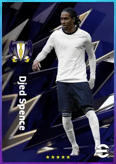 Djed Spence eFootball 2026 player card, 81 OVR RB