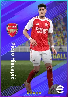 Piero Hincapié eFootball 2026 player card, 82 OVR CB