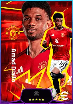 Amad Diallo eFootball 2026 player card, 82 OVR RMF