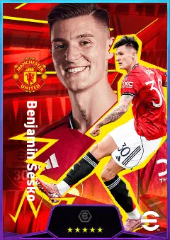 Benjamin Šeško eFootball 2026 player card, 83 OVR CF