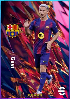 Gavi eFootball 2026 player card, 82 OVR CMF