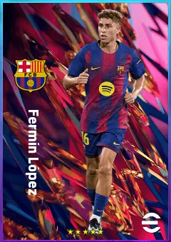 Fermín López eFootball 2026 player card, 82 OVR AMF