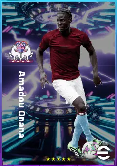 Amadou Onana eFootball 2026 player card, 83 OVR DMF
