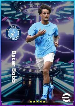 Oscar Bobb eFootball 2026 player card, 80 OVR RWF