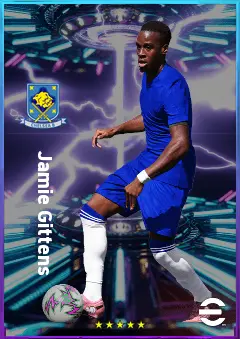Jamie Gittens eFootball 2026 player card, 82 OVR LWF