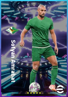 Sofyan Amrabat eFootball 2026 player card, 80 OVR DMF