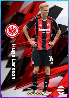 Hugo Larsson eFootball 2026 player card, 82 OVR CMF
