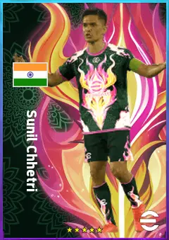 Sunil Chhetri eFootball 2026 player card, 77 OVR CF