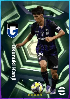 Okunuki Kanji eFootball 2026 player card, 75 OVR LMF