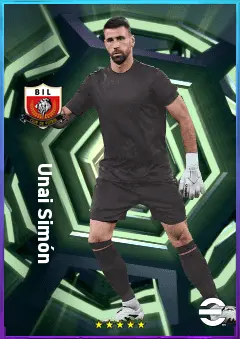 Unai Simón eFootball 2026 player card, 82 OVR GK