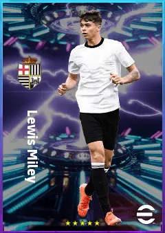 Lewis Miley eFootball 2026 player card, 79 OVR CMF