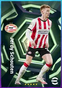 Jerdy Schouten eFootball 2026 player card, 80 OVR DMF