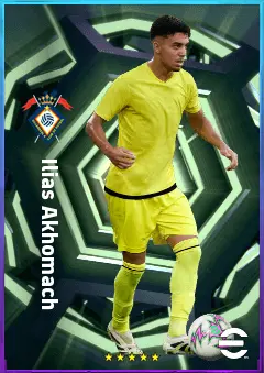 Ilias Akhomach eFootball 2026 player card, 80 OVR RWF
