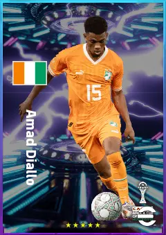 Amad Diallo eFootball 2026 player card, 81 OVR RWF