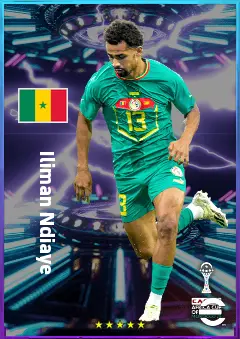 Iliman Ndiaye eFootball 2026 player card, 81 OVR LMF