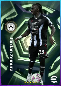 Jordan Zemura eFootball 2026 player card, 80 OVR LB