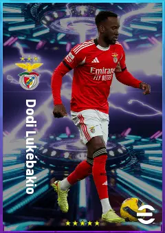 Dodi Lukébakio eFootball 2026 player card, 82 OVR RWF