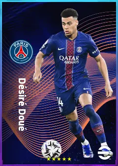 Désiré Doué eFootball 2026 player card, 82 OVR RWF