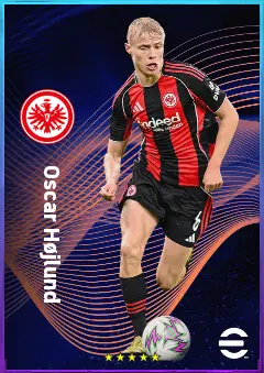 Oscar Højlund eFootball 2026 player card, 78 OVR CMF