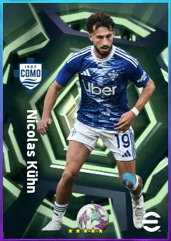 Nicolas Kühn eFootball 2026 player card, 80 OVR RWF