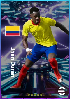 Jhon Durán eFootball 2026 player card, 82 OVR CF