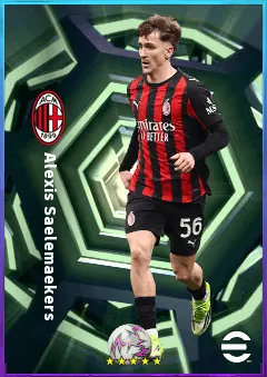 Alexis Saelemaekers eFootball 2026 player card, 82 OVR RMF
