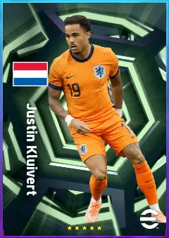 Justin Kluivert eFootball 2026 player card, 81 OVR AMF