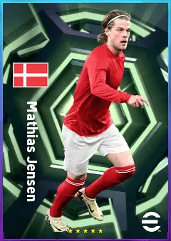 Mathias Jensen eFootball 2026 player card, 80 OVR CMF