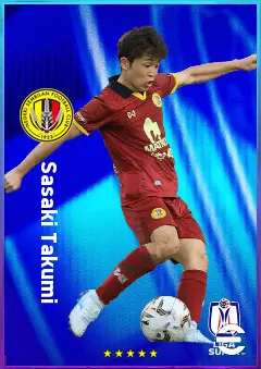Sasaki Takumi eFootball 2026 player card, 77 OVR AMF