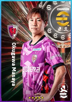 Okugawa Masaya eFootball 2026 player card, 77 OVR LWF