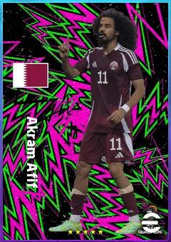 Akram Afif eFootball 2026 player card, 78 OVR LWF