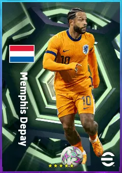 Memphis Depay eFootball 2026 player card, 82 OVR CF