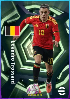 Leandro Trossard eFootball 2026 player card, 82 OVR LWF