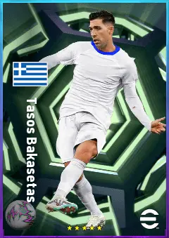 Tasos Bakasetas eFootball 2026 player card, 80 OVR AMF