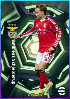 Andreas Schjelderup eFootball 2026 player card, 81 OVR LWF