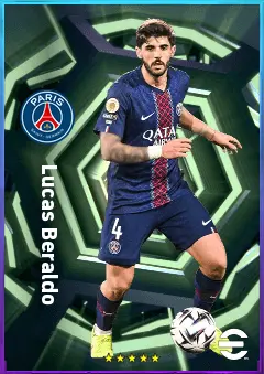 Lucas Beraldo eFootball 2026 player card, 83 OVR CB