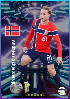 Andreas Schjelderup eFootball 2026 player card, 80 OVR LMF