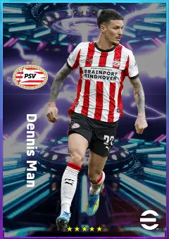 Dennis Man eFootball 2026 player card, 78 OVR RWF