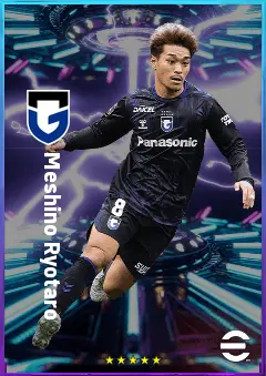 Meshino Ryotaro eFootball 2026 player card, 77 OVR LWF