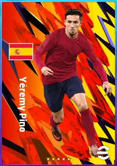 Yéremy Pino eFootball 2026 player card, 82 OVR RMF